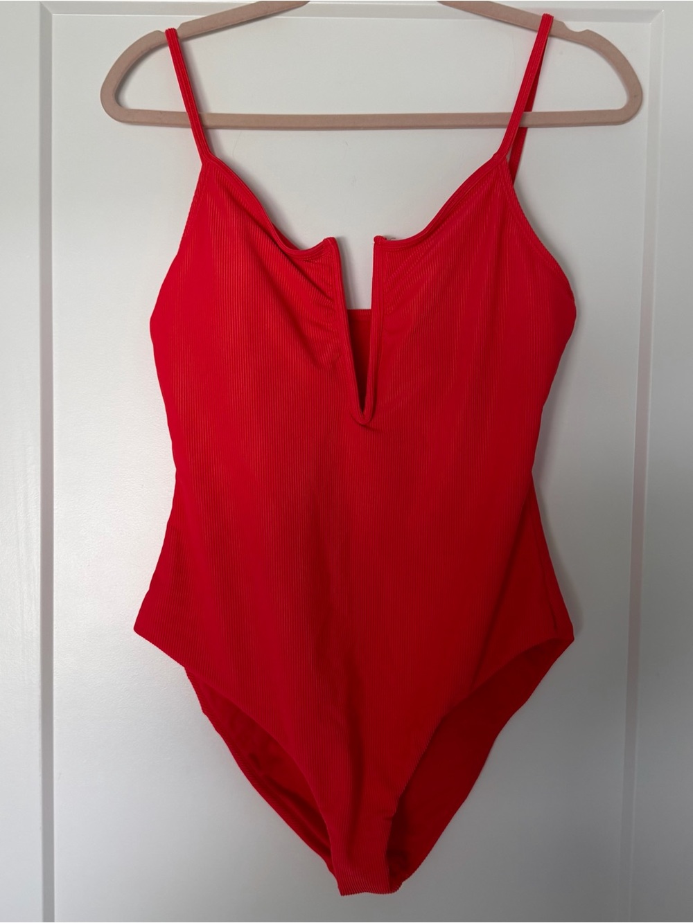 Splendid Bright Red Ribbed One-Piece Swimwear